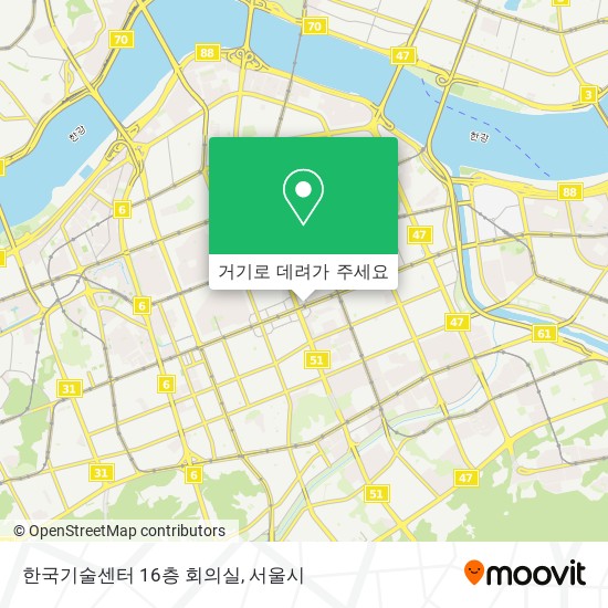 한국기술센터 16층 회의실 지도