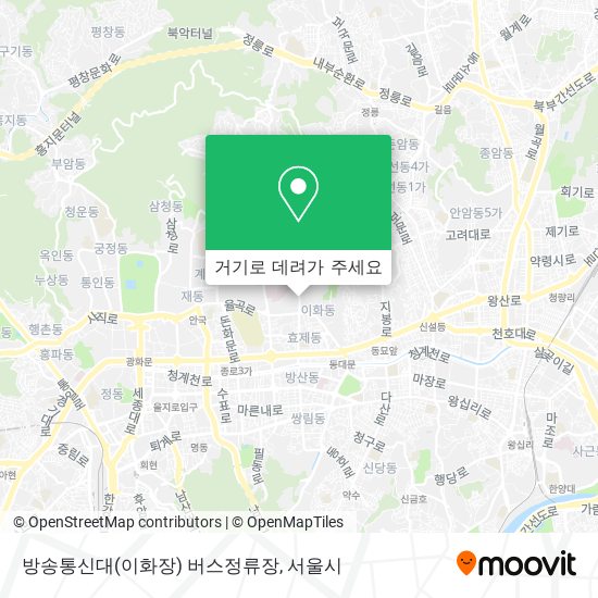 방송통신대(이화장) 버스정류장 지도