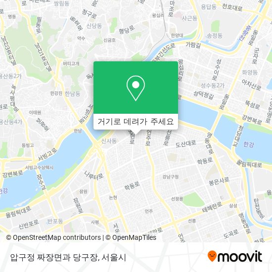 압구정 짜장면과 당구장 지도