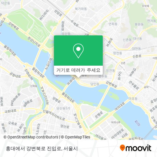 홍대에서 강변북로 진입로 지도