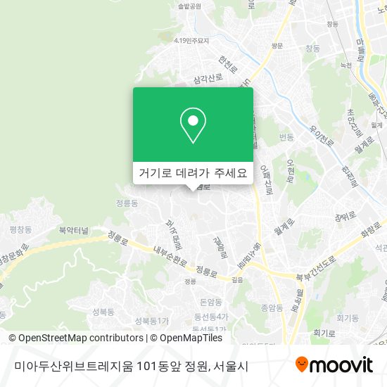 미아두산위브트레지움 101동앞 정원 지도