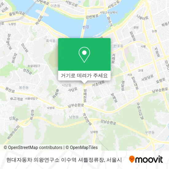 현대자동차 의왕연구소 이수역 셔틀정류장 지도