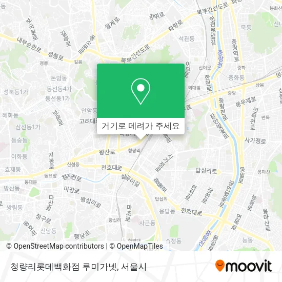 청량리롯데백화점 루미가넷 지도