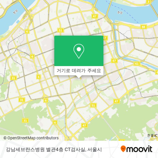 강남세브란스병원 별관4층 CT검사실 지도