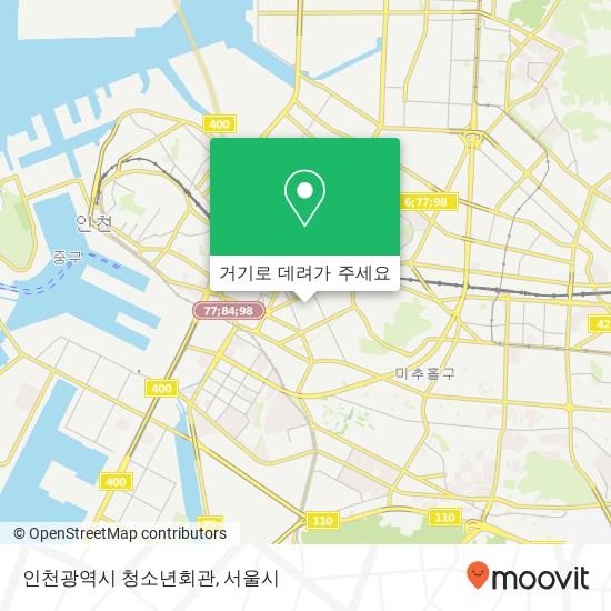 인천광역시 청소년회관 지도