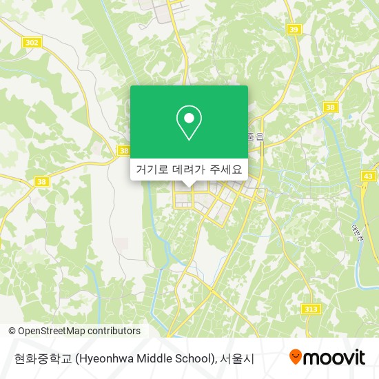 현화중학교 (Hyeonhwa Middle School) 지도