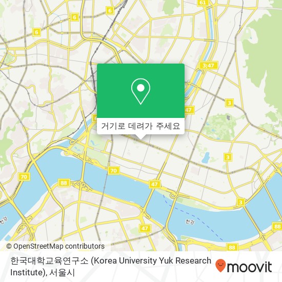 한국대학교육연구소 (Korea University Yuk Research Institute) 지도