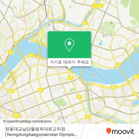 영동대교남단올림픽대로교차점 (Yeongdongdaegyonamdan Olympic Daerogyochajeom) 지도
