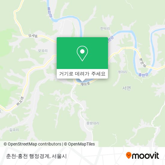 춘천-홍천 행정경계 지도