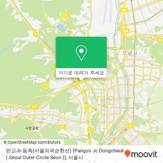 판교Jc 동측(서울외곽순환선) (Pangyo Jc Dongcheuk ( Seoul Outer Circle Seon )) 지도