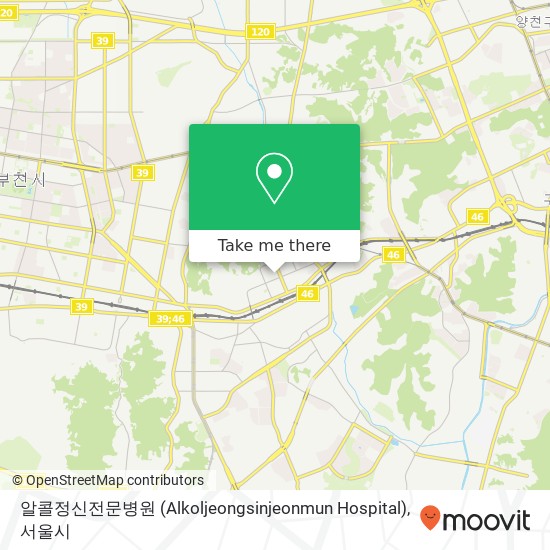알콜정신전문병원 (Alkoljeongsinjeonmun Hospital) 지도