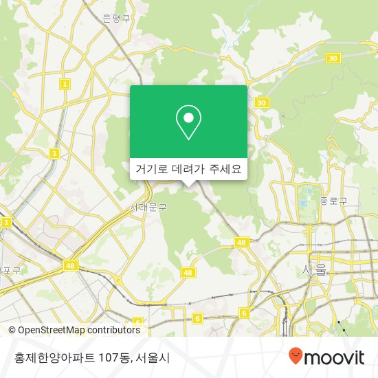 홍제한양아파트 107동 지도