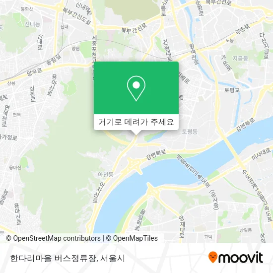 한다리마을 버스정류장 지도
