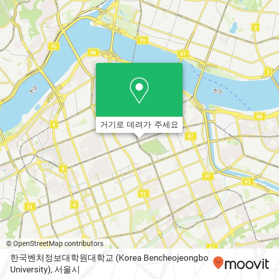 한국벤처정보대학원대학교 (Korea Bencheojeongbo University) 지도
