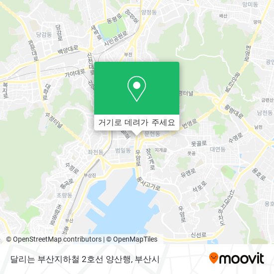 달리는 부산지하철 2호선 양산행 지도