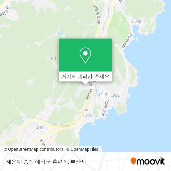 해운대 송정 예비군 훈련장 지도