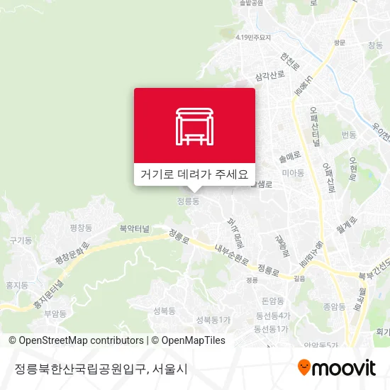 정릉북한산국립공원입구 지도
