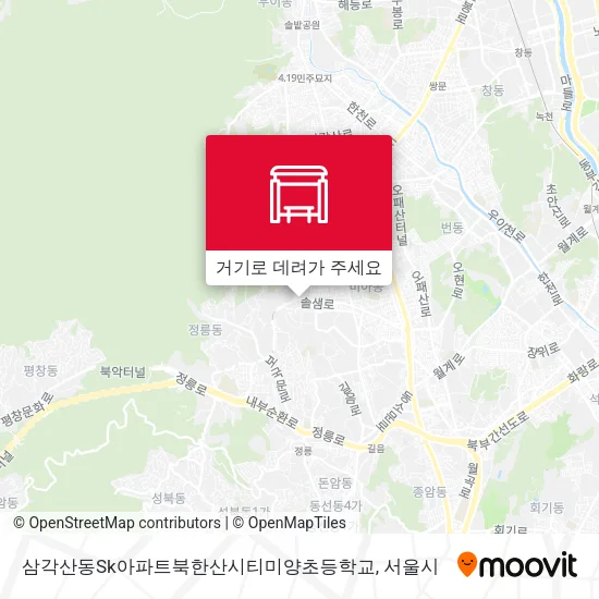 삼각산동Sk아파트북한산시티미양초등학교 지도
