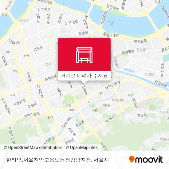 한티역.서울지방고용노동청강남지청 지도