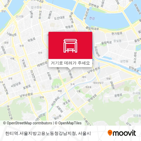 한티역.서울지방고용노동청강남지청 지도