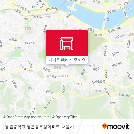 봉원중학교.행운동우성아파트 지도