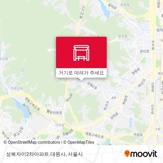 성복자이2차아파트.대원사 지도