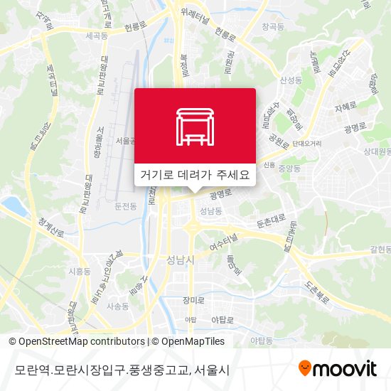 모란역.모란시장입구.풍생중고교 지도