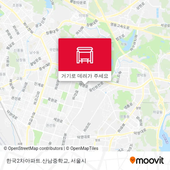 한국2차아파트.산남중학교 지도