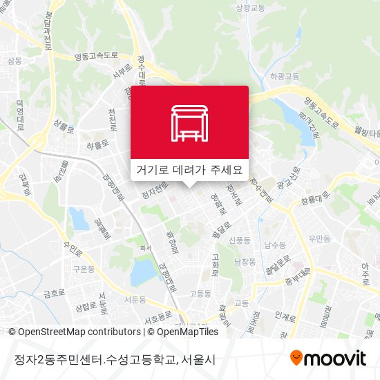 정자2동주민센터.수성고등학교 지도