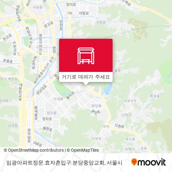 임광아파트정문.효자촌입구.분당중앙교회 지도