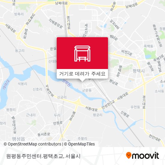 원평동주민센터.평택초교 지도