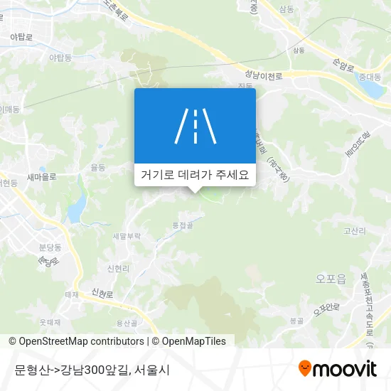 문형산->강남300앞길 지도