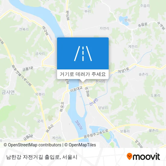 남한강 자전거길 출입로 지도