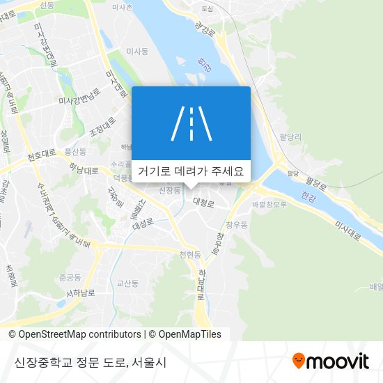 신장중학교 정문 도로 지도