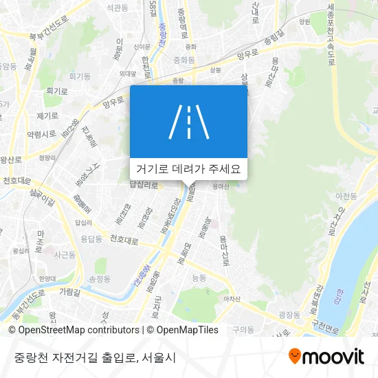 중랑천 자전거길 출입로 지도