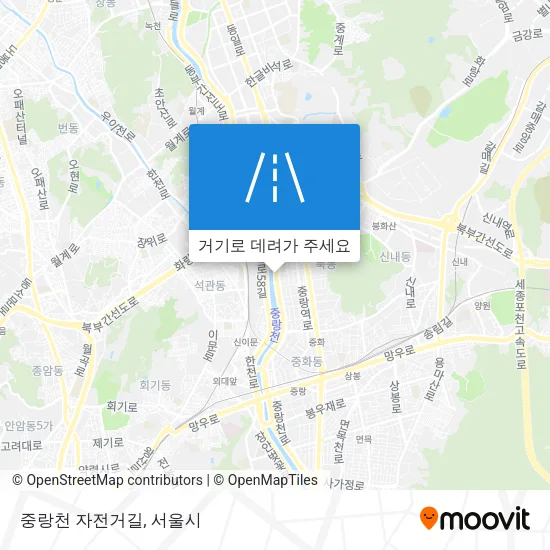중랑천 자전거길 지도