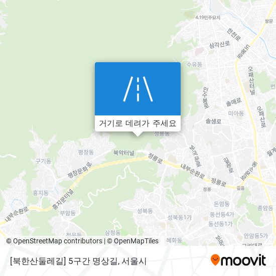 [북한산둘레길] 5구간 명상길 지도