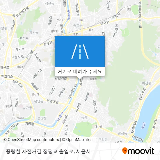 중랑천 자전거길 장평교 출입로 지도