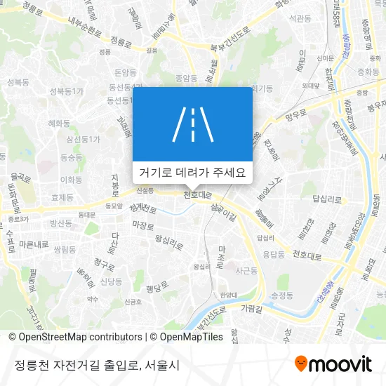 정릉천 자전거길 출입로 지도