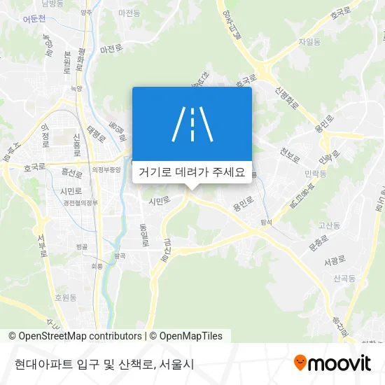 현대아파트 입구 및 산책로 지도