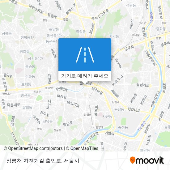 정릉천 자전거길 출입로 지도