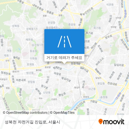 성북천 자전거길 진입로 지도
