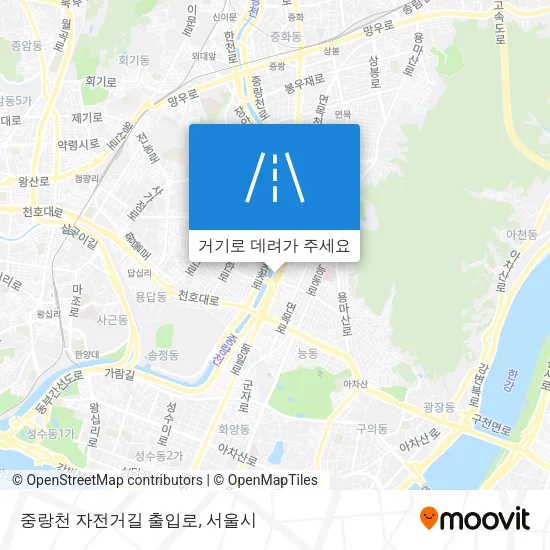중랑천 자전거길 출입로 지도