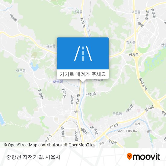 중랑천 자전거길 지도