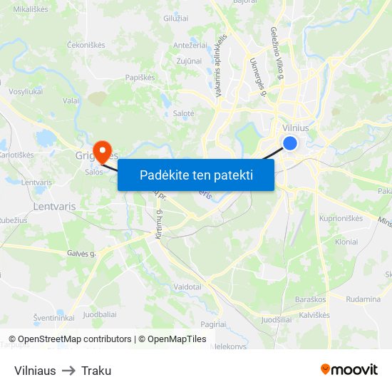 Vilniaus to Vilniaus map