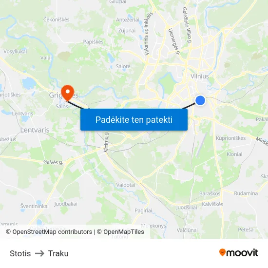 Stotis to Traku map