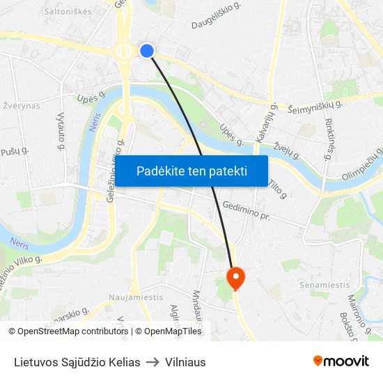 Lietuvos Sąjūdžio Kelias to Vilniaus map