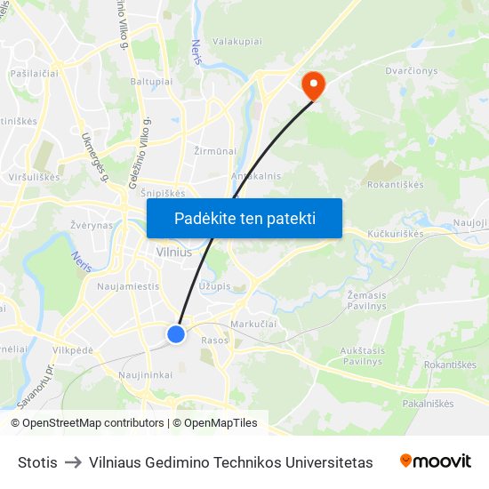 Stotis to Vilniaus Gedimino Technikos Universitetas map