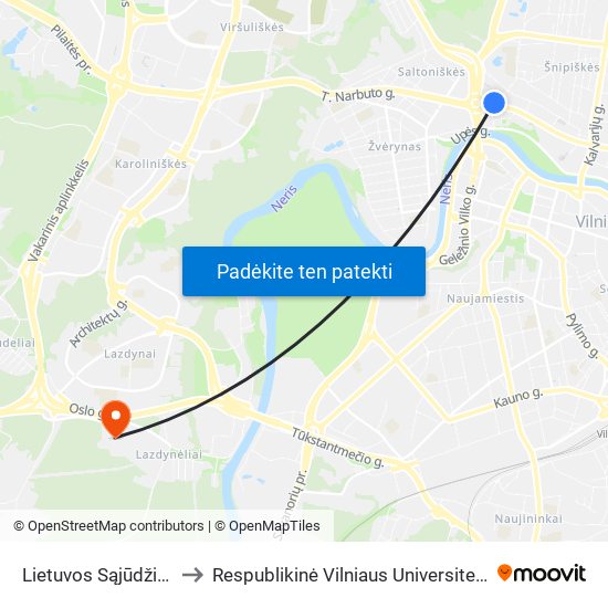 Lietuvos Sąjūdžio Kelias to Respublikinė Vilniaus Universitetinė Ligoninė map