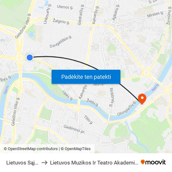 Lietuvos Sąjūdžio Kelias to Lietuvos Muzikos Ir Teatro Akademijos - Teatro Ir Kino Fakultetas map